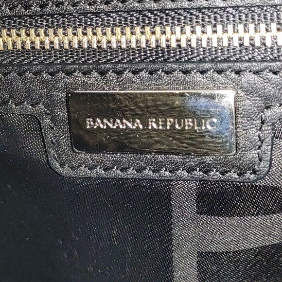 Banana Republic Black Pebble Leather Shoulder Bag Hobo Purse Chrome Hardware - Picture 9 of 14